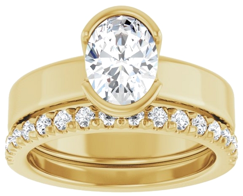 Sužadėtuvių Žiedas „Half-Bezel Solitaire“ 14k yellow gold Oval 8mm x 6mm (8)