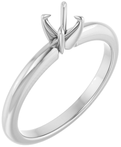 14K White 4.1 mm Round Solitaire Engagement Ring Mounting (1)