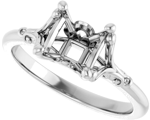 Sužadėtuvių Žiedas „Solitaire“ 585 Baltojo Aukso Square 5.5mm (5)