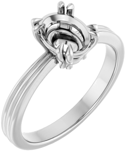 Sužadėtuvių Žiedas „Double Claw-Prong Solitaire“ 14k white gold Oval 8mm x 6mm (1)