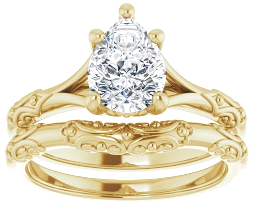 Sužadėtuvių Žiedas „Solitaire Sculptural“ 10k yellow gold Pear 8mm x 6mm (8)