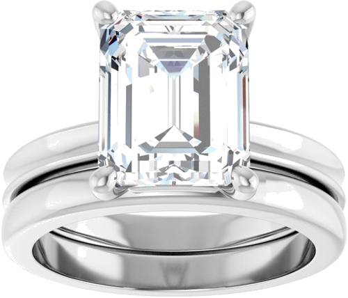 Sužadėtuvių Žiedas 14k white gold Emerald 10mm x 8mm (8)