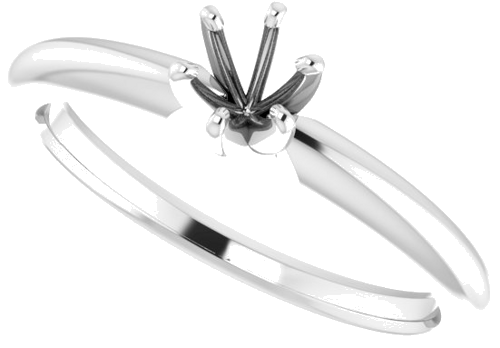 14K White 3.5-3.9 mm Round 6-Prong Solitaire Ring Mounting (5)