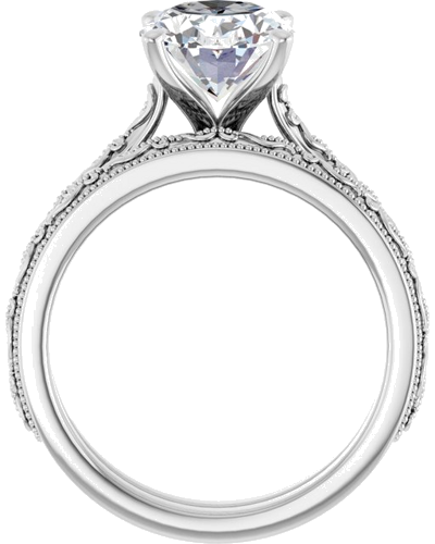 Sužadėtuvių Žiedas „Solitaire Sculptural“ 14k white gold Oval 10mm x 8mm (7)
