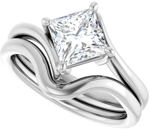 Sužadėtuvių Žiedas „Solitaire Bypass“ 14k white gold Square 6mm (10)