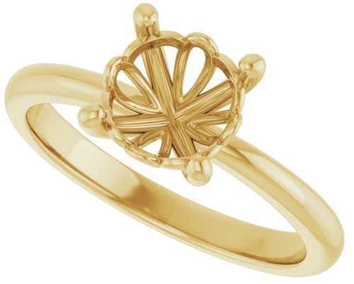 14K Yellow 7.4 mm Round Solitaire Engagement Ring Mounting (5)