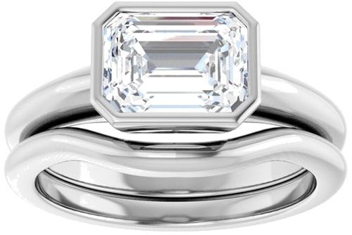 Sužadėtuvių Žiedas „Bezel-Set Solitaire“ 14k white gold Emerald 8mm x 6mm (8)