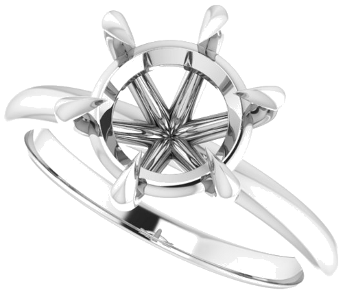 14K White 9 mm Round Solitaire Engagement Ring Mounting (5)