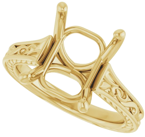 Sužadėtuvių Žiedas „Solitaire Scroll“ 14k yellow gold Emerald 11mm x 9mm (5)