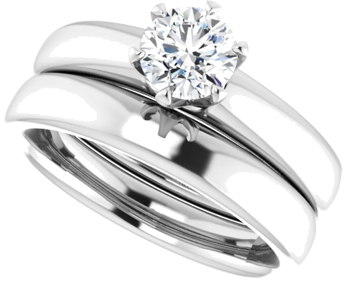 Sužadėtuvių Žiedas „Solitaire“ 585 Baltojo Aukso Round 5.5mm (10)