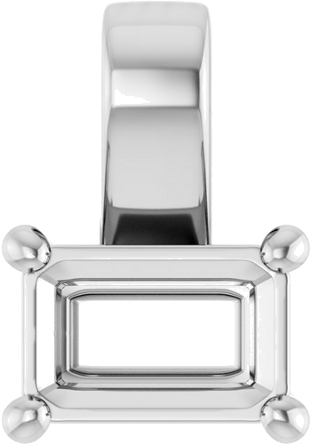 Pakabukas „Solitaire Charm“ 14k white gold Emerald 6mm x 4mm (1)