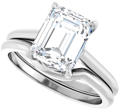 Sužadėtuvių Žiedas „Claw-Prong Solitaire“ 14k white gold Emerald 9mm x 7mm (10)