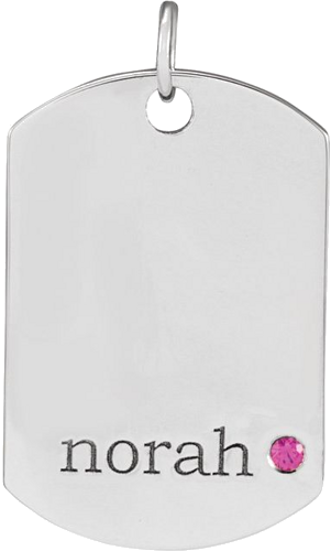 Sterling Silver 1-Stone Family Engravable Dog Tag Pendant Mounting (3)