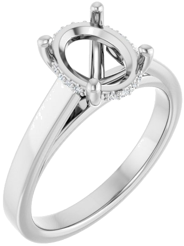 Sužadėtuvių Žiedas „Hidden Halo-Style“ 14k white gold Oval 9mm x 7mm (1)