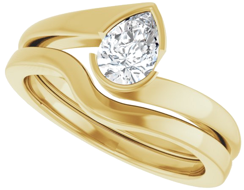 Sužadėtuvių Žiedas „Half-Bezel Solitaire“ 14k yellow gold Pear 6.5mm x 4.5mm (10)