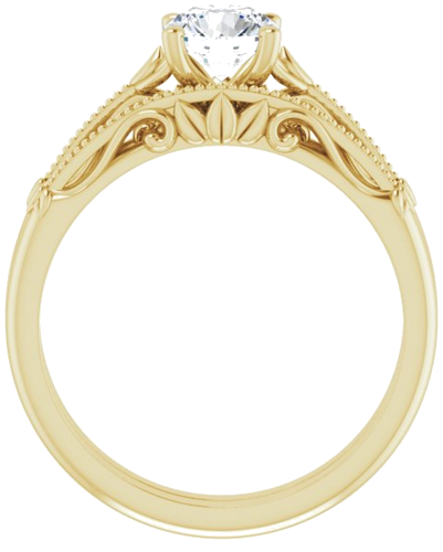 14K Yellow 5.8 mm Round Sculptural-Inspired Solitaire Engagement Ring Mounting (7)