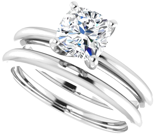 14K White  6 mm Cushion Solitaire Engagement Ring Mounting (10)