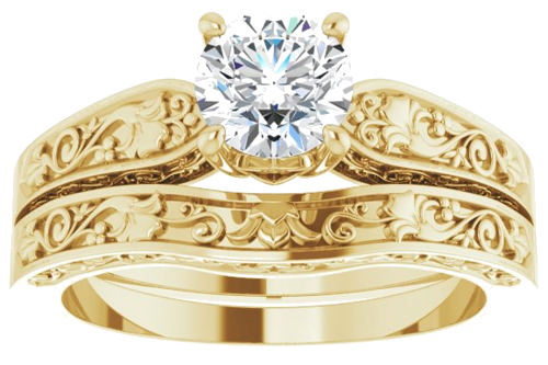 Sužadėtuvių Žiedas „Floral Solitaire“ 585 Geltonojo Aukso Round 5.8mm (8)