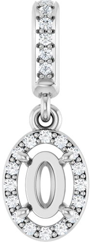 Pakabukas „Accented Halo-Style“ 14k white gold Oval 6mm x 4mm (1)