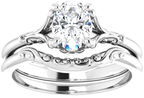 14K White 7x5 mm Oval Solitaire Engagement Ring Mounting (8)