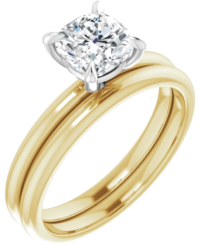 Sužadėtuvių Žiedas „Solitaire“ 14k yellow/white gold Cushion 6mm (6)