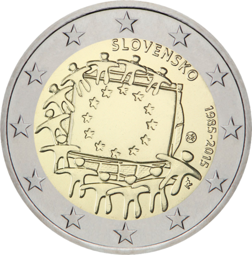 2015 Slovākijas Eiropas karogs 2 eiro monēta (1)