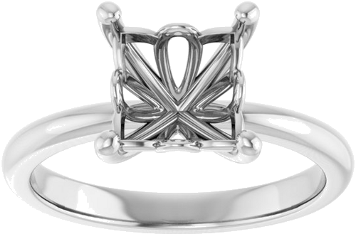 Sužadėtuvių Žiedas „Solitaire“ 585 Baltojo Aukso Square 7mm (3)