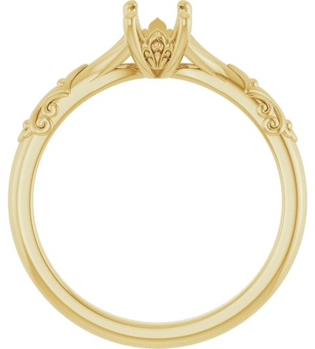 Sužadėtuvių Žiedas „Solitaire Sculptural“ 14k yellow gold Emerald 6mm x 4mm (2)