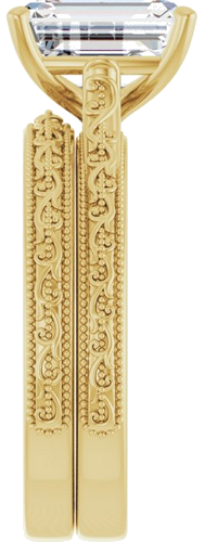 Sužadėtuvių Žiedas „Solitaire Sculptural“ 14k yellow gold Emerald 9mm x 7mm (9)