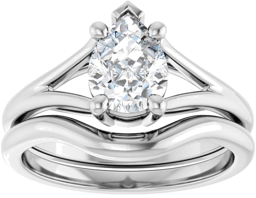 Sužadėtuvių Žiedas „Solitaire Split-Shank“ 14k white gold Pear 8mm x 6mm (8)