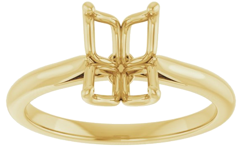 14K Yellow  8x6 mm Emerald Solitaire Engagement Ring Mounting (3)