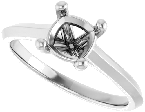 14K White 6 mm Cushion Solitaire Engagement Ring Mounting (5)