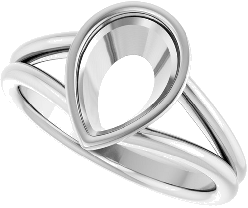 Sužadėtuvių Žiedas „Bezel-Set Solitaire“ 14k white gold Pear 10mm x 7mm (5)