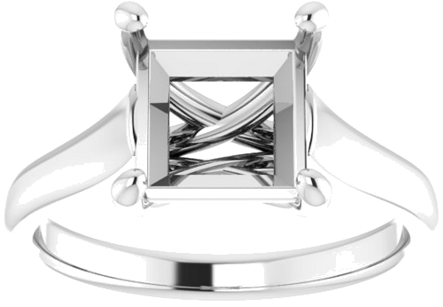 14K White 7.5 mm Square Solitaire Engagement Ring Mounting (3)