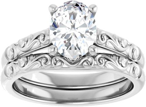 14K White 8x6 mm Oval Solitaire Engagement Ring Mounting (6)