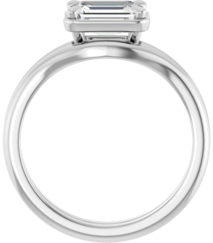 Sužadėtuvių Žiedas „Claw-Prong Solitaire Bezel-Style“ 14k white gold Emerald 7mm x 5mm (7)
