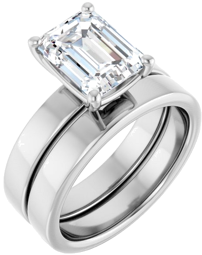 Sužadėtuvių Žiedas „Solitaire“ 10k white gold Emerald 9mm x 7mm (6)