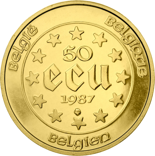 1987 Belgium Baudouin I Treaties of Rome 50 ESU gold coin (2)