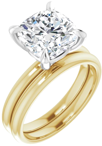 Sužadėtuvių Žiedas „Solitaire“ 14k yellow/white gold Cushion 9mm (6)