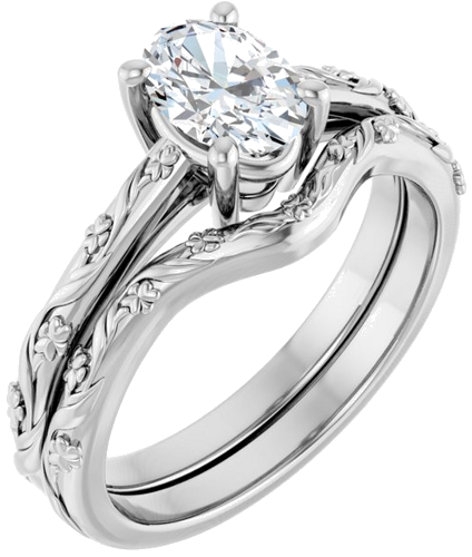 14K White 7x5 mm Oval Solitaire Engagement Ring Mounting (6)