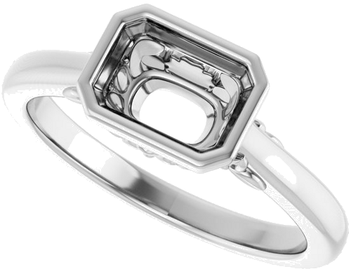 Sužadėtuvių Žiedas „Bezel-Set“ 14k white gold Emerald 7mm x 5mm (5)