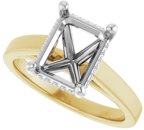 Sužadėtuvių Žiedas „Hidden Halo-Style“ 14k yellow/white gold Emerald 9mm x 7mm (5)