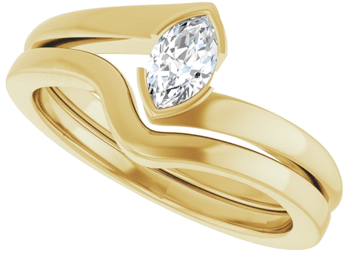 Sužadėtuvių Žiedas „Half-Bezel Solitaire“ 14k yellow gold Marquise 6mm x 3.5mm (10)