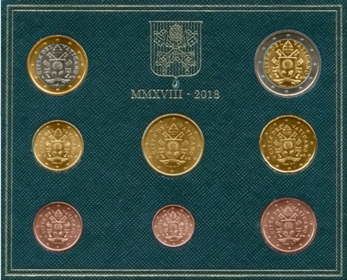 2018 Ватикан Герб Франциска Набор монет евро BU (2)