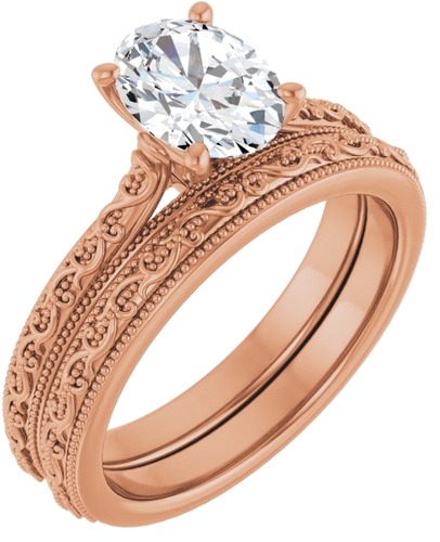 Sužadėtuvių Žiedas „Solitaire“ 585 Rožinis Aukso Oval 8mm x 6mm (6)