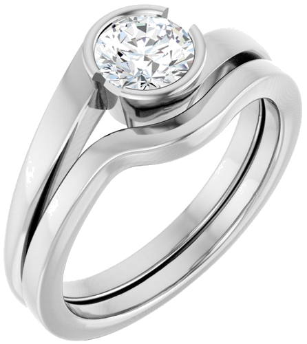 Sužadėtuvių Žiedas „Half-Bezel Solitaire“ 14k white gold Round 5.5mm (6)