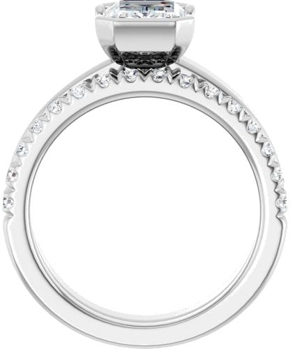 Sužadėtuvių Žiedas „Half-Bezel Solitaire“ 14k white gold Emerald 8mm x 6mm (7)
