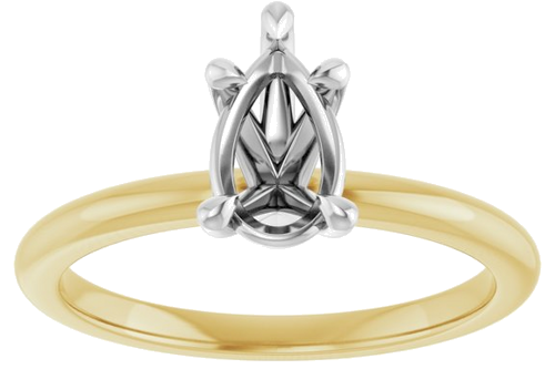 Sužadėtuvių Žiedas „Claw-Prong“ 14k yellow/white gold Pear 8mm x 5mm (3)