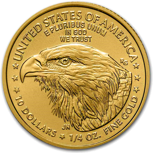 1/4 oz 2021 ASV zelta monēta Amerikāņu ērglis (jauns dizains) (1)