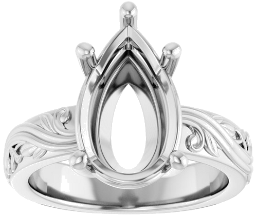 Sužadėtuvių Žiedas „Solitaire Sculptural“ 18k white gold Pear 14mm x 9mm (3)